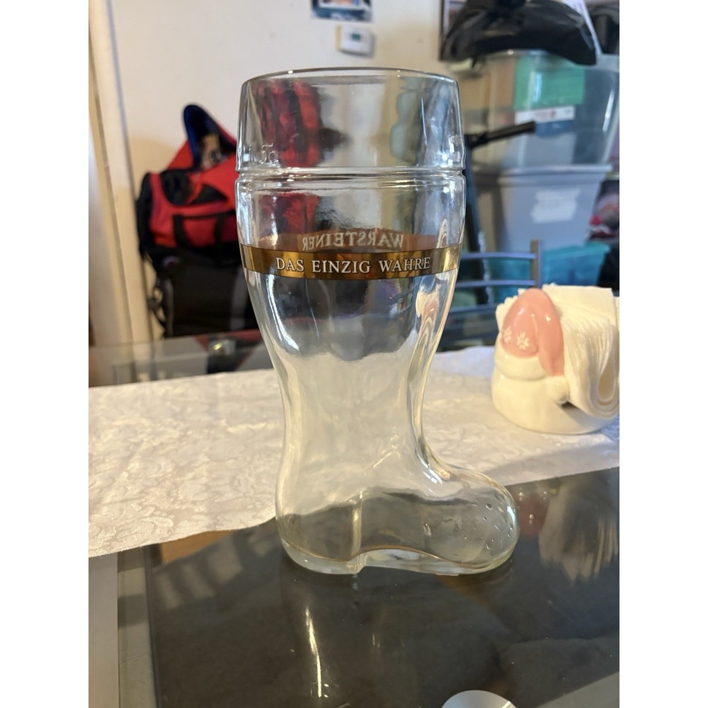 Warsteiner Beer Boot Glass 1 Liter 1L Das Einzig Wahre German Oktoberfest Stein